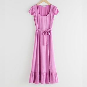 & Other Stories Pink Maxi Dress with Tie Waist